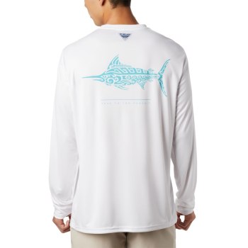 Columbia Sweater Heren, PFG Terminal Tackle Tribal Fish Long Sleeve Wit, 43XQPZGER